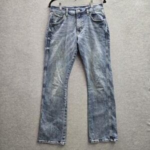Wrangler Men Jeans 30X32 Blue Denim Retro Slim Boot 29" Inseam Logo